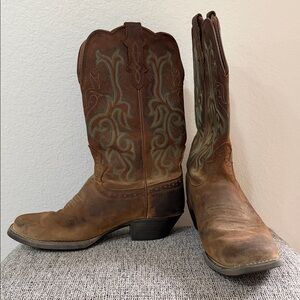 Justin Women's Stampede L2552 square-toe western boots - Brown - Teal - Gold - 8
